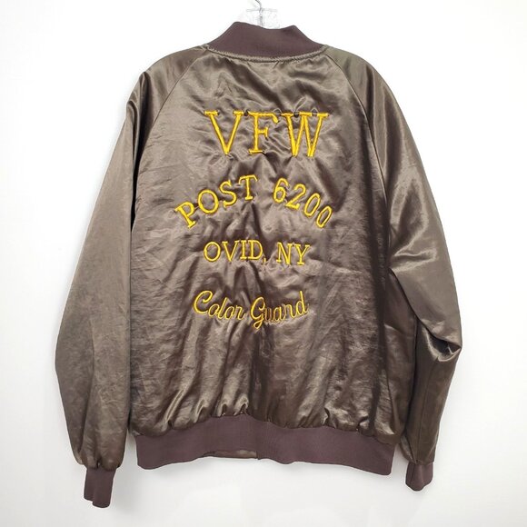 Vintage Satin Bomber Jacket Size 2XL Americas Finest USA Veteran VFW Color Guard - Picture 4 of 13